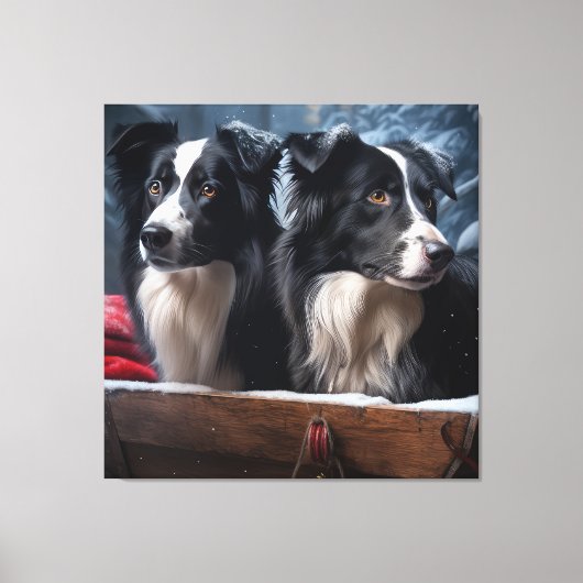 Border Collie Sneeuw slee Christmas decoratie (Voorkant)