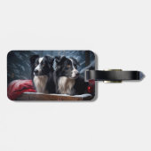 Border Collie Sneeuw slee Kerstmis decoratie Bagagelabel (Achterkant horizontaal)
