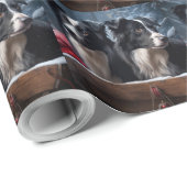 Border Collie Sneeuw slee Kerstmis Decoratie Cadeaupapier (Rol Hoek)