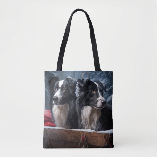 Border Collie Sneeuw slee Kerstmis Decoratie  Tote Bag (Voorkant)