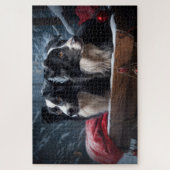 Border Collie Sneeuw Sleebellen Kerst Decoratie Legpuzzel (Verticaal)