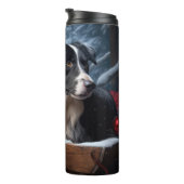 Border Collie Sneeuw Sleebellen Kerst Decoratie Thermosbeker (Geroteerd rechts)