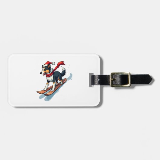 Border Collie Snowboarder Bagagelabel (Voorkant horizontaal)