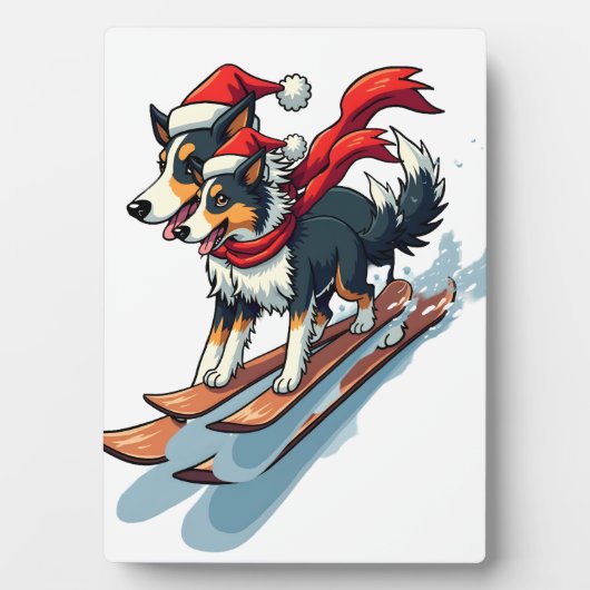 Border Collie Snowboarder Fotoplaat (voorkant)