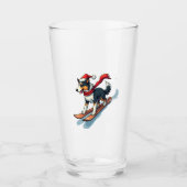 Border Collie Snowboarder Glas (Voorkant)