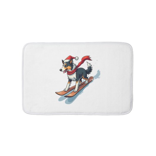 Border Collie Snowboarder hond Badmat (Voorkant)