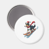 Border Collie Snowboarder Magneet (Voorkant / Achterkant)