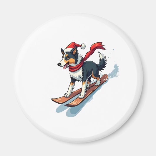 Border Collie Snowboarder Magneet (Voorkant)