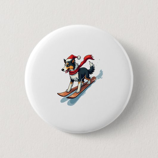 Border Collie Snowboarder Ronde Button 5,7 Cm (Voorkant)