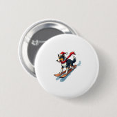 Border Collie Snowboarder Ronde Button 5,7 Cm (Voorkant /achterkant)