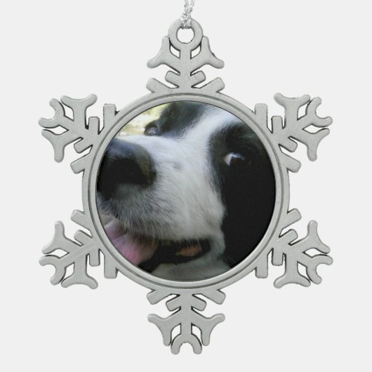 Border Collie Snowflake Ornament (Voorkant)