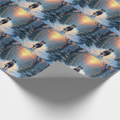 Border Collie Snowy Forest Walk Holiday Painting Cadeaupapier (Hoek)