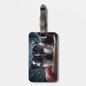 Border Collie Snowy Sleigh Kerst Decor Bagagelabel (Achterkant verticaal)