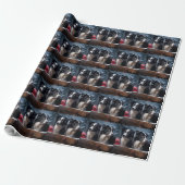 Border Collie Snowy Sleigh Kerst Decor Cadeaupapier (Uitgerold)