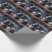 Border Collie Snowy Sleigh Kerst Decor Cadeaupapier (Hoek)