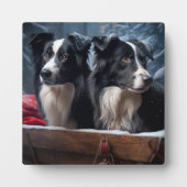 Border Collie Snowy Sleigh Kerst Decor Fotoplaat (Voorkant)