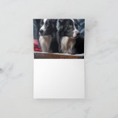 Border Collie Snowy Sleigh Kerst Decor Kaart (Binnen)