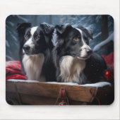 Border Collie Snowy Sleigh Kerst Decor Muismat (Voorkant)