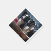 Border Collie Snowy Sleigh Kerst Decor Servet (Hoek)