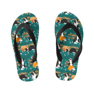 Border Collie speelt met schapen Kinder Teenslippers