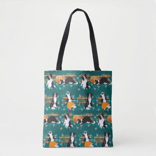 Border Collie speelt met schapen Tote Bag (Voorkant)