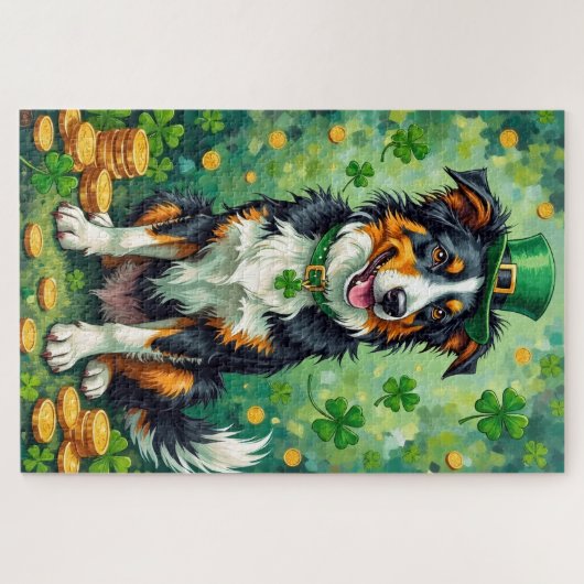 Border Collie St Patrick’s Day Lucky Dog Legpuzzel (Horizontaal)