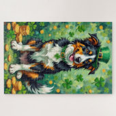 Border Collie St. Patrick's Day Geluks Hond Legpuzzel (Horizontaal)