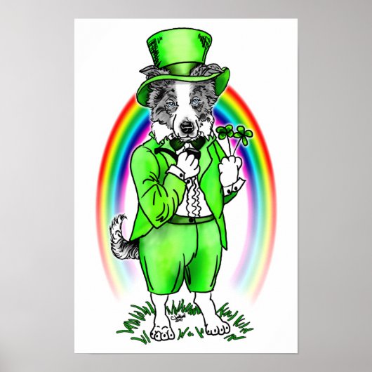 Border Collie St Patrick's Day Poster (Voorkant)