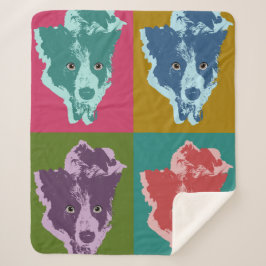 Border Collie Stare Pop Art Sherpa Deken