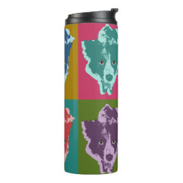 Border Collie Stare Pop Art Thermosbeker