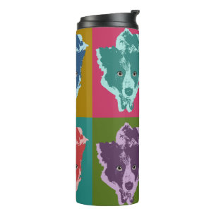 Border Collie Stare Pop Art Thermosbeker