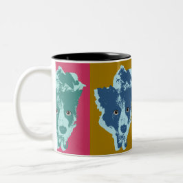 Border Collie Stare Pop Art Tweekleurige Koffiemok