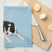 Border Collie Stare Theedoek (Quarter Fold)