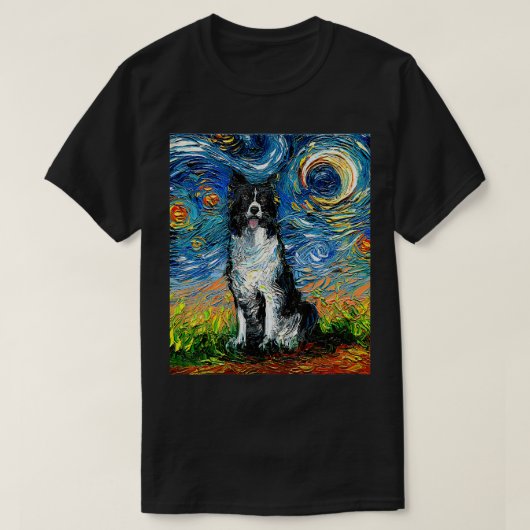 Border Collie Sterrennacht Impressionist Dog Art b T-shirt (Design voorkant)