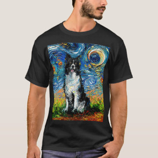 Border Collie Sterrennacht Impressionist Dog Art b T-shirt