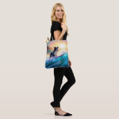 Border Collie Strand Surfen Schilderen Tote Bag (Op model)