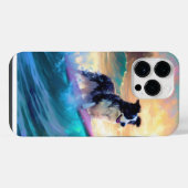 Border Collie Strand Surfen Schilderij iPhone Hoesje (Achterkant horizontaal)