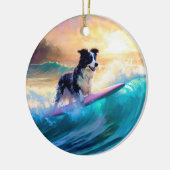 Border Collie Strand Surfen Schilderij Keramisch Ornament (Links)