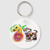 Border Collie sunflowers  Sleutelhanger (Achterkant)