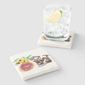 Border Collie sunflowers  Stenen Onderzetter (Zijkant)