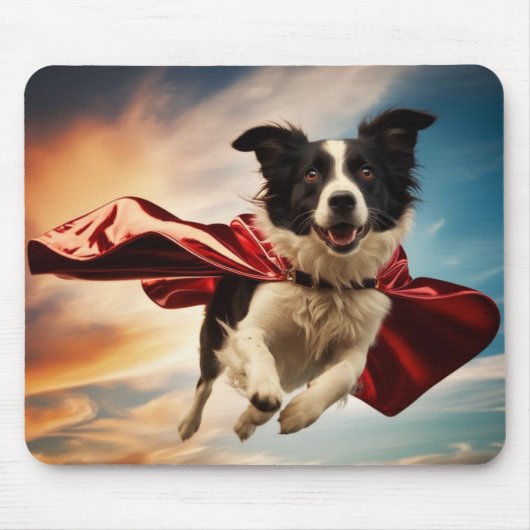 Border Collie Superhero Mousepad Muismat (Voorkant)