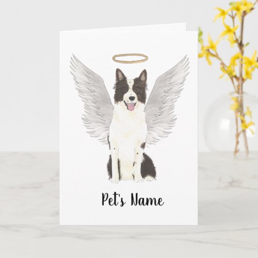 Border Collie Sympathy Memorial Kaart (Gele Bloem)