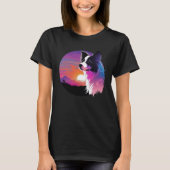Border Collie Synthwave 80s Retrowave Aesthetic T-shirt (Voorkant)