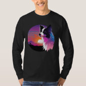 Border Collie Synthwave 80s Retrowave Aesthetic T-shirt (Voorkant)