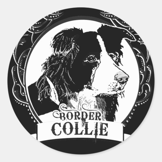 Border Collie T-shirt Ronde Sticker (Voorkant)