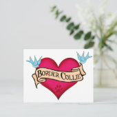 Border Collie Tattoo Heart Briefkaart (Staand voorkant)