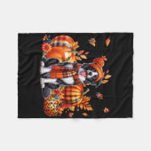 Border Collie Thanksgiving Leopard Pumpkins Herfst Fleece Deken (Voorkant (Horizontaal))