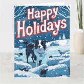 Border Collie tijdens de kerstdagen Kaart (Voorkant)