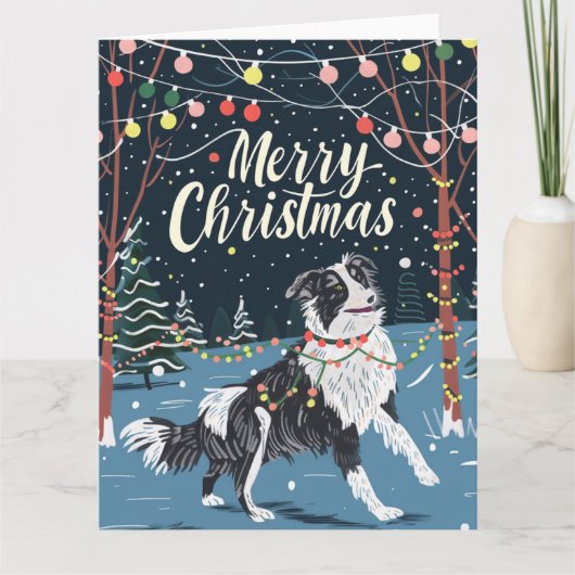 Border Collie tijdens de kerstdagen Kaart (Voorkant)