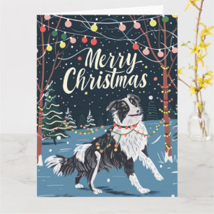 Border Collie tijdens de kerstdagen Kaart